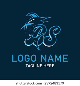 BS shark logo design vector. Cartoon shark mascot on navy background. 
Shark esport mascot logo design. Editable letter shark logo design for company
