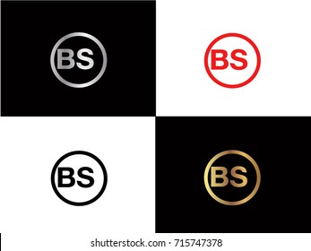 BS text gold black silver modern creative alphabet letter logo design vector icon
