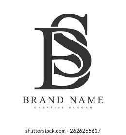 Modelo de logotipo da moda BS. Estilo de fonte clássico da letra b inicial e s. Logotipo criativo do nome ou da identidade da empresa. Ilustração vetorial.