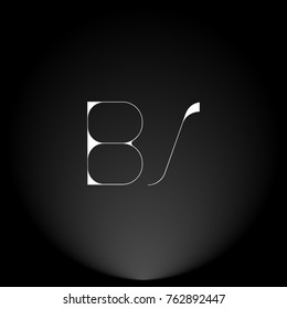 BS White thin minimalist LOGO Design with Highlight on Black Background.
