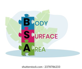 BSA - Body Surface Area acronym. business concept background. vector illustration concept with keywords and icons. lettering illustration with icons for web banner, flyer