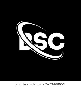 Logotipo del BSC. B SC carta. Diseño del logotipo de la letra BSC. Logotipo BSC de las iniciales enlazado con el círculo y el logotipo del monograma en mayúsculas. Tipografía BSC para tecnología, negocio y marca inmobiliaria.