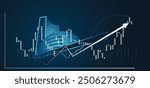 Bse Building bombay stock exchange Indian share market graph up bullish vector poster