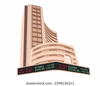 Bse Building Bombay Bolsa de Bolsa BSE Bolsa de Bolsa de Valores Bolsa de la India Comercio de empresas indias ilustración vectorial