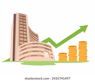  Bse Building bombay stock exchange market growth stock market trading Indian businesses vector illustration
