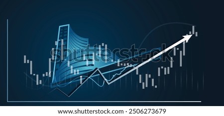 Bse Building bombay stock exchange Indian share market graph up bullish vector poster