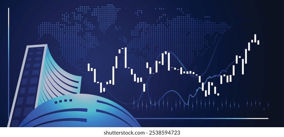 Cartel de Vector de la gráfica alcista del mercado de acciones de construcción de la EEB