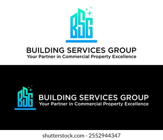 Cartas do BSG monograma construindo casa imobiliário empresa logotipo design.