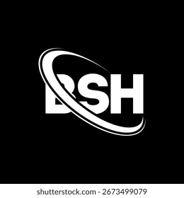BSH-Logo. B SH-Buchstabe. Logo-Design für BSH-Buchstaben. Initialen BSH-Logo mit Kreis und Großbuchstaben-Monogramm-Logo verbunden. BSH Typografie für Technologie, Business und Immobilien Marke.