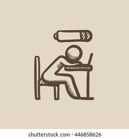 Bsinessman en el icono de esbozo vectorial de baja potencia aislado en el fondo. Hand dibujó a Bsinessman en un icono de bajo poder. Bsinessman en icono de boceto de bajo consumo para infografía, sitio web o aplicación.