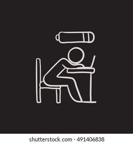 Bsinessman in low power vector sketch icon isolated on background. Hand drawn Bsinessman in low power icon. Bsinessman in low power sketch icon for infographic, website or app.