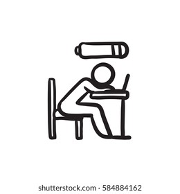 Bsinessman en el icono de esbozo vectorial de baja potencia aislado en el fondo. Hand dibujó a Bsinessman en un icono de bajo poder. Bsinessman en icono de boceto de bajo consumo para infografía, sitio web o aplicación.