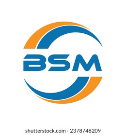 Diseño del logotipo de letras BSM sobre fondo blanco o diseño del logotipo Monograma para emprendedores y empresas.