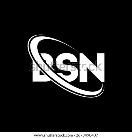 BSN logo. BSN letter. BSN letter logo design. Initials BS N logo linked with circle and uppercase monogram logo. BSN typography for technology, business and real estate brand.