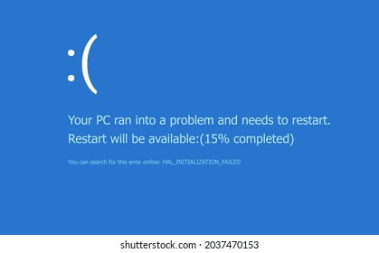 BSOD screen death error system crash. Computer bluescreen bsod operating system alert