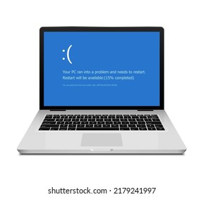 BSOD Screen Death Error System Crash Laptop. Computer Bluescreen Bsod Operating System Alert