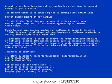 Pantalla BSOD viejo software de error 98. Sistema de muerte de pantalla azul pc bug, pantalla básica