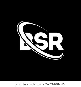 Logotipo de BSR. Carta BSR. Diseño del logotipo de la letra BSR. Logotipo de BS R con el círculo y el logotipo del monograma en mayúsculas. Tipografía BSR para tecnología, negocio y marca inmobiliaria.