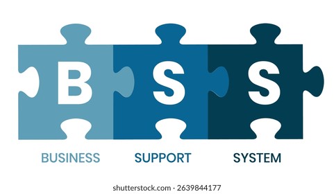 BSS - Business Support System acronym. business concept background. vector illustration concept with keywords and icons. lettering illustration with icons for web banner, flyer, landing page