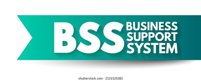 BSS Business Support System - Components That A Telecommunications Service Provider Uses To Run Its Business Operations Towards Customers, Acronym Text Concept Background