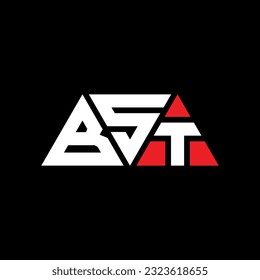 BST triangle letter logo design with triangle shape. BST triangle logo design monogram. BST triangle vector logo template with red color. BST triangular logo Simple, Elegant, and Luxurious design