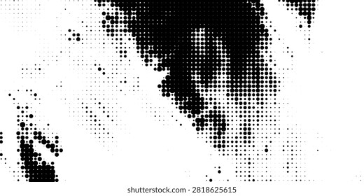 bstract Black and White Halftone Dot Texture, Grunge Dotted Background Vector