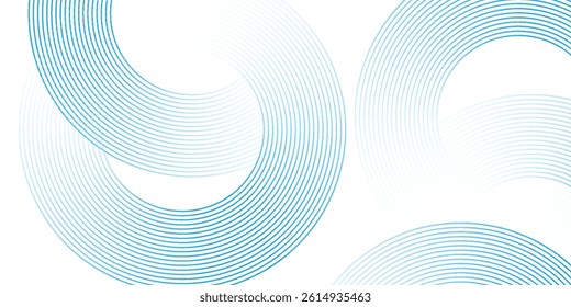 bstract blue circle lines on white background. Geometric stripe line art design. Modern gradient lines pattern. Futuristic technology concept vector eps10