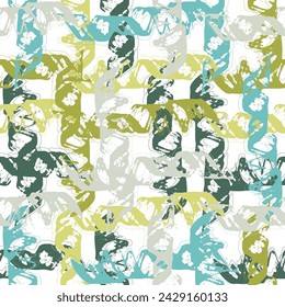 bstract Digital Oil Painting Geometric Flowers Leaves Brush Strokes Seamless. Mulri colored bold brush strokes seamless pattern. 