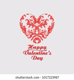 bstract Floral Heart Background with lattering happy valentine`s day. Trendy Design Template