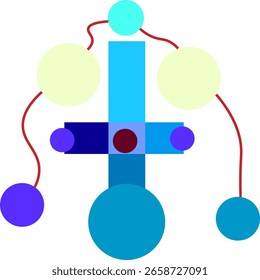 bstract Futuristic Network Icon with Circular Nodes