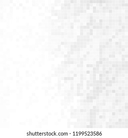 bstract grey white background with mesh of squares. Mosaic style. Digital. Cell. Grey white texture. Empty space for your headline.
