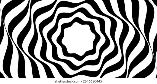 padrão hipnótico abstrato com linhas listradas preto-branco. vetor eps 10