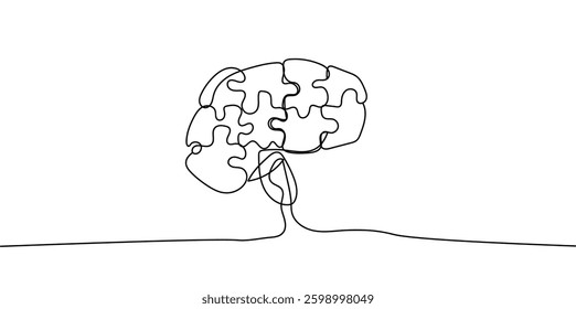 bstract One-Line Drawing of Brain Shaped Like a Tree of Knowledge