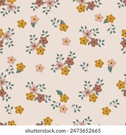 bstract a solid multicolor small and big flower mixed vector pattern arrangement with medium color, all over vector design with white background illustration