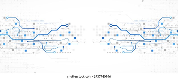 bstract technology concept. Circuit board, high computer color background. Vector illustration with space for content, web - template, business tech presentation.