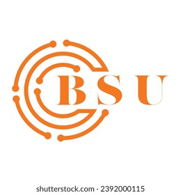 Diseño de letras BSU. Diseño del logotipo de la tecnología de letras BSU sobre fondo blanco. Diseño del logotipo de Monograma BSU para empresas y emprendedores
