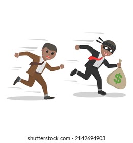 bsuinessman african chasing a thief design character on white background