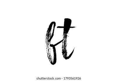 BT B T alphabet letter logo icon combination. Grunge handwritten vintage design. Black white color for company and business