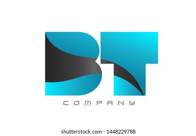 BT B T blue black alphabet combination letter logo design suitable for a company or business