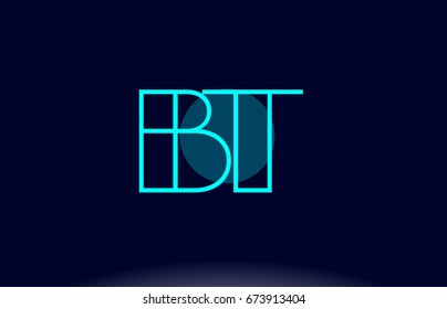 bt b t blue line circle letter logo alphabet creative company vector icon design template
