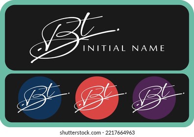 Bt B t escritura manuscrita inicial Bt marca de escritura a mano inicial plantilla de logotipo vectorial letras para diseños o para identidad