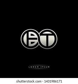 BT B T initial letter linked circle capital monogram logo modern template silver color edition