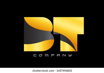 BT B T yellow black alphabet combination letter logo design suitable for a company or business