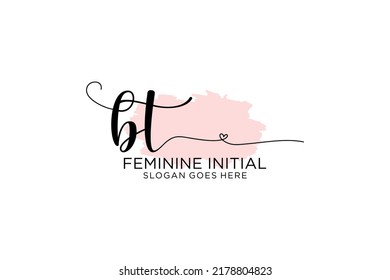 Monograma de belleza BT y elegante logo de diseño para escritura a mano de marca inicial, boda, moda, floral y botánica con plantilla creativa.