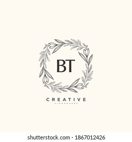 BT Beauty vector initial logo art, handwriting logo of initial signature, wedding, fashion, jewerly, boutique, floral and botanical with creative template for any company or business.