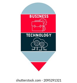 BT - Business Technology acronym. business concept background. vector illustration concept with keywords and icons. lettering illustration with icons for web banner, flyer, landing page