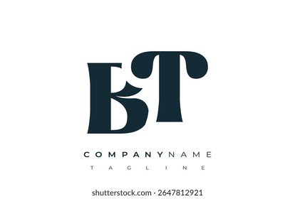 BT Creative Abstract Typography Logo Design. Elegant logo combining bold typography and creative shapes, ideal for branding and identity solutions.