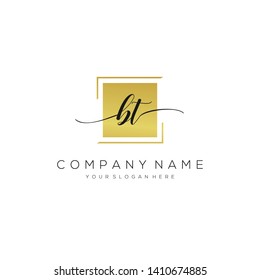 BT handwriting initial logo template vector.
