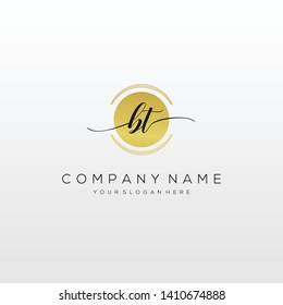 BT handwriting initial logo template vector.