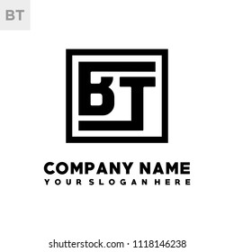 BT initial box letter logo template vector